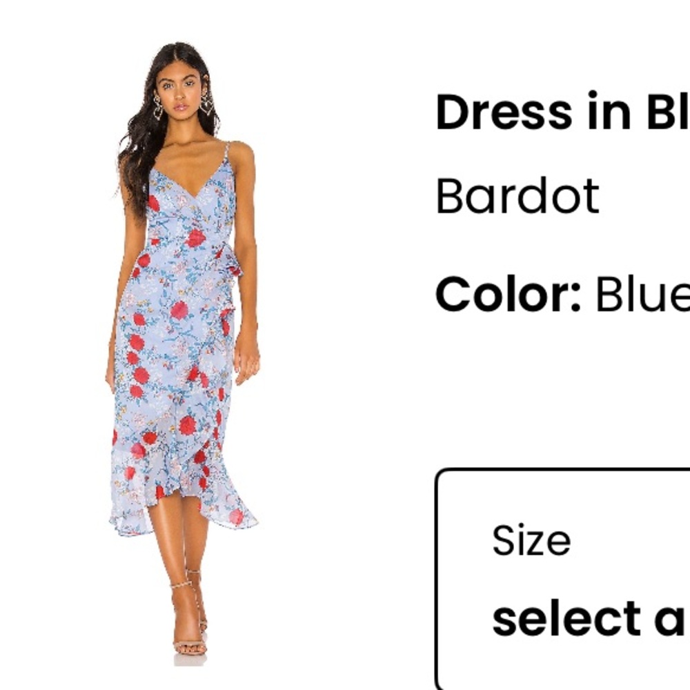 Bardot Dress in Blue and Red Floral